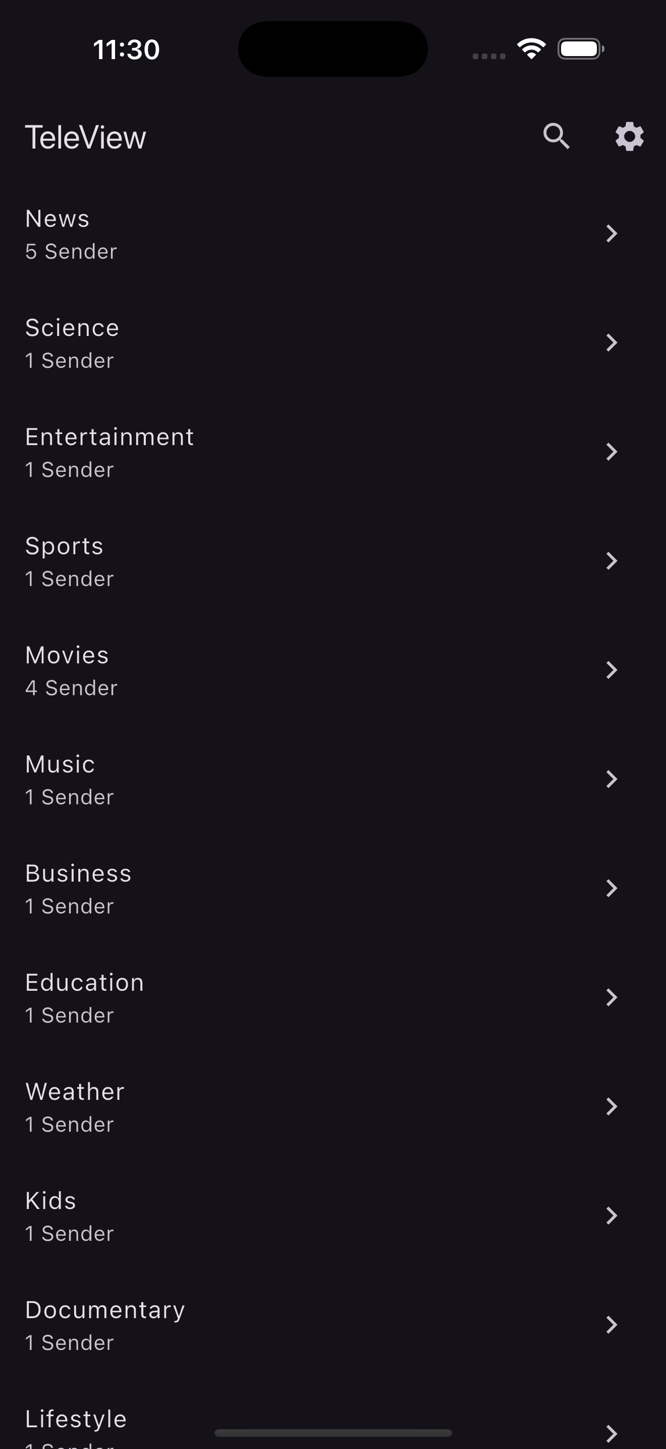TeleView app screenshot showing main interface